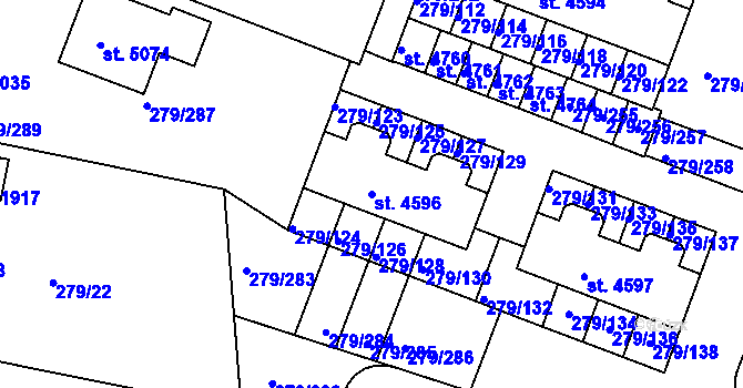 Parcela st. 4596 v KÚ Nymburk, Katastrální mapa