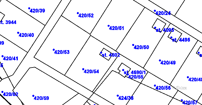 Parcela st. 4602 v KÚ Nymburk, Katastrální mapa