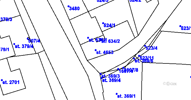 Parcela st. 4653 v KÚ Nymburk, Katastrální mapa