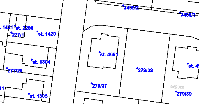 Parcela st. 4661 v KÚ Nymburk, Katastrální mapa