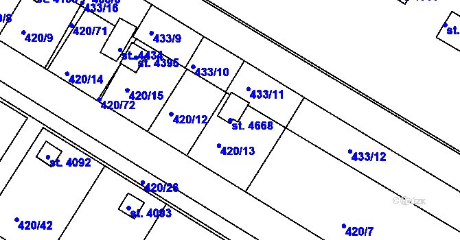 Parcela st. 4668 v KÚ Nymburk, Katastrální mapa