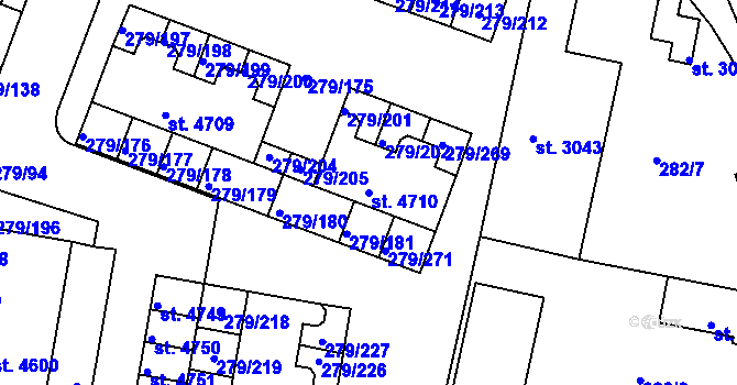 Parcela st. 4710 v KÚ Nymburk, Katastrální mapa