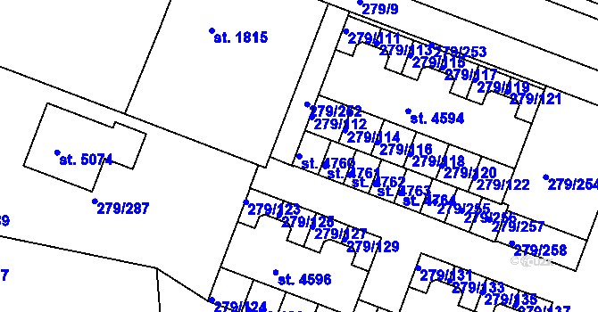 Parcela st. 4760 v KÚ Nymburk, Katastrální mapa