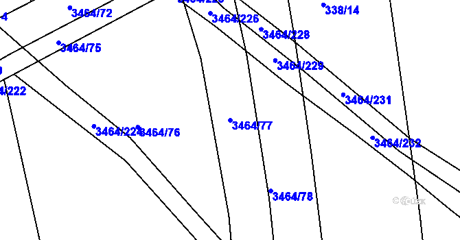 Parcela st. 3464/77 v KÚ Nymburk, Katastrální mapa