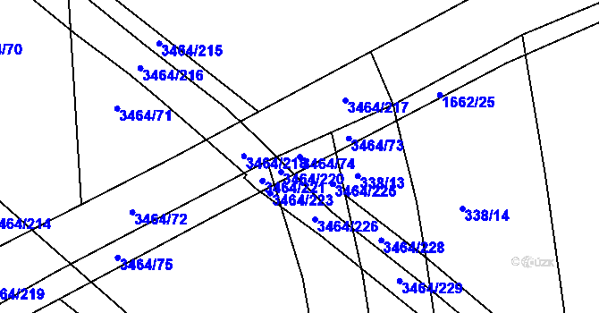 Parcela st. 3464/74 v KÚ Nymburk, Katastrální mapa