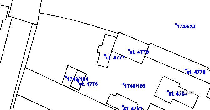 Parcela st. 4777 v KÚ Nymburk, Katastrální mapa