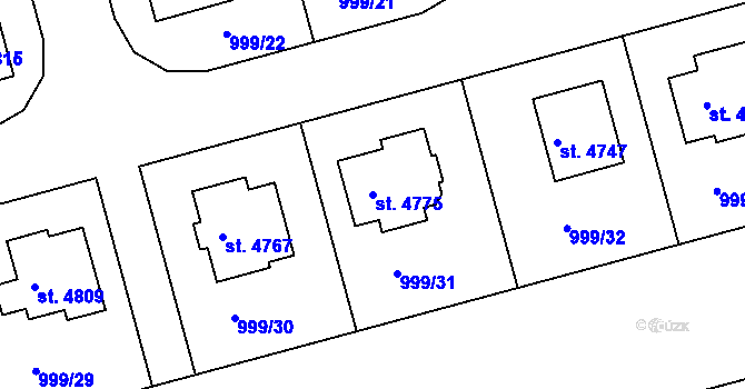 Parcela st. 4775 v KÚ Nymburk, Katastrální mapa