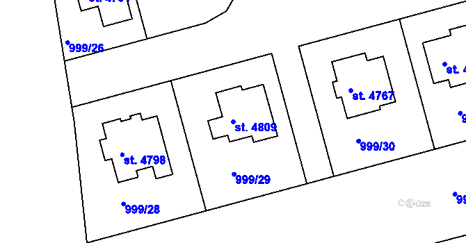 Parcela st. 4809 v KÚ Nymburk, Katastrální mapa