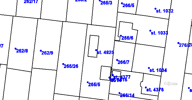 Parcela st. 4825 v KÚ Nymburk, Katastrální mapa