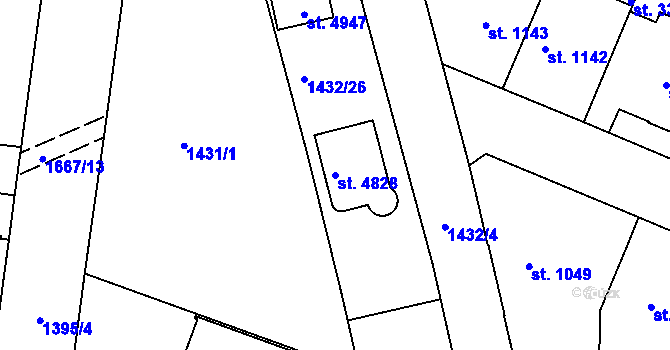 Parcela st. 4828 v KÚ Nymburk, Katastrální mapa
