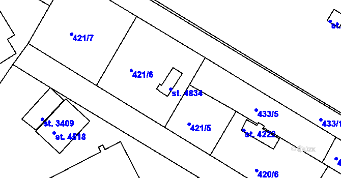 Parcela st. 4834 v KÚ Nymburk, Katastrální mapa