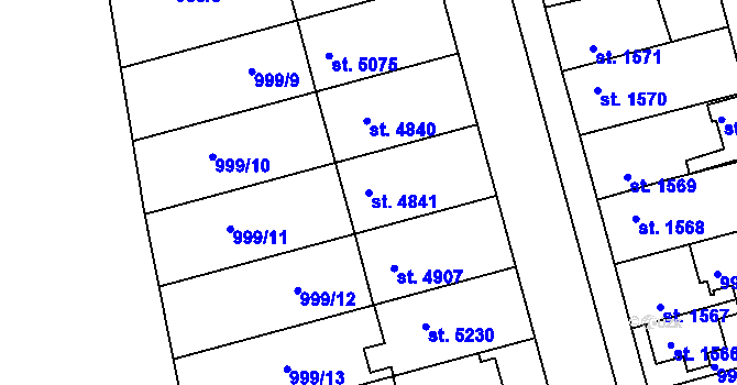 Parcela st. 4841 v KÚ Nymburk, Katastrální mapa