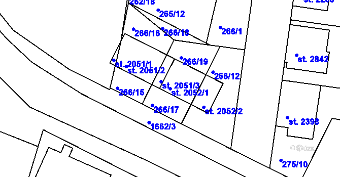 Parcela st. 2052/1 v KÚ Nymburk, Katastrální mapa