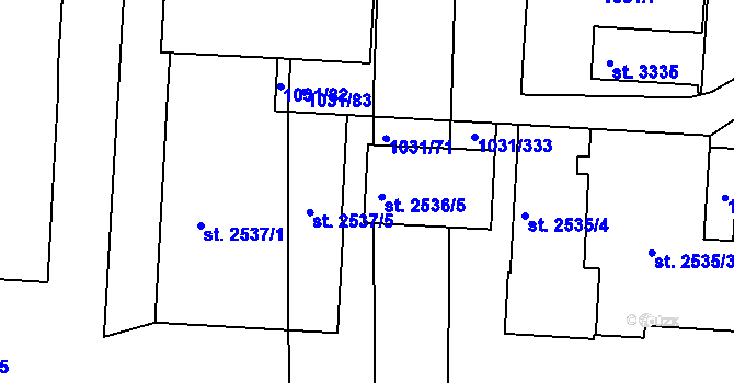 Parcela st. 2536/4 v KÚ Nymburk, Katastrální mapa