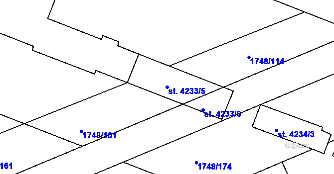 Parcela st. 4233/5 v KÚ Nymburk, Katastrální mapa