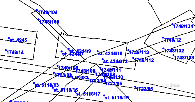 Parcela st. 4244/10 v KÚ Nymburk, Katastrální mapa