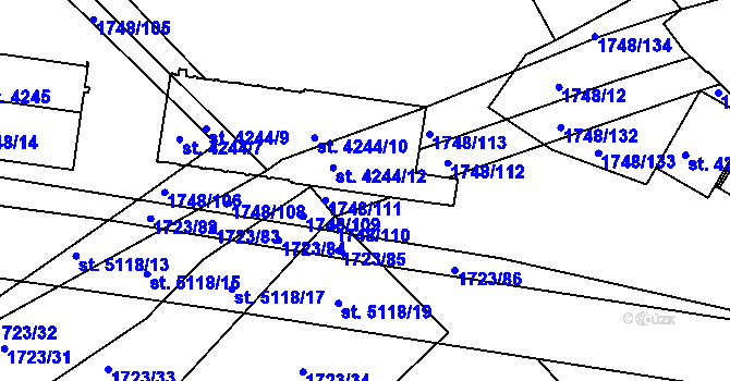 Parcela st. 4244/11 v KÚ Nymburk, Katastrální mapa