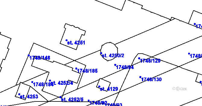 Parcela st. 4250/2 v KÚ Nymburk, Katastrální mapa