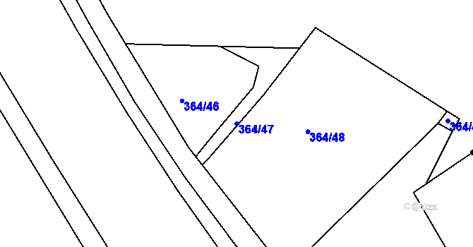 Parcela st. 364/47 v KÚ Nymburk, Katastrální mapa