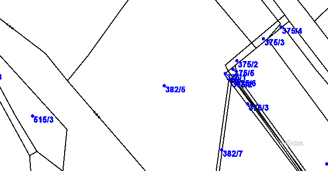 Parcela st. 382/5 v KÚ Nymburk, Katastrální mapa
