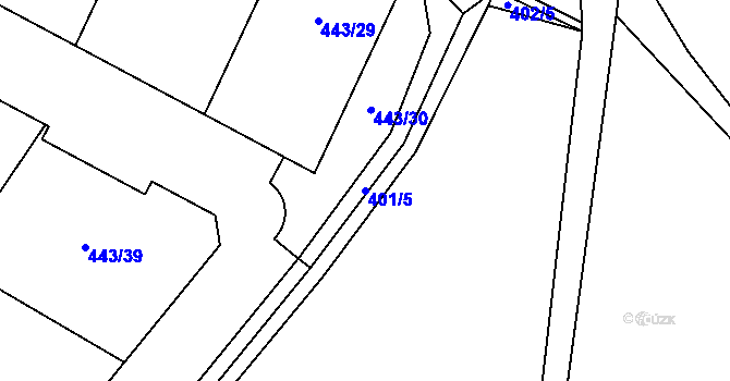 Parcela st. 401/5 v KÚ Nymburk, Katastrální mapa