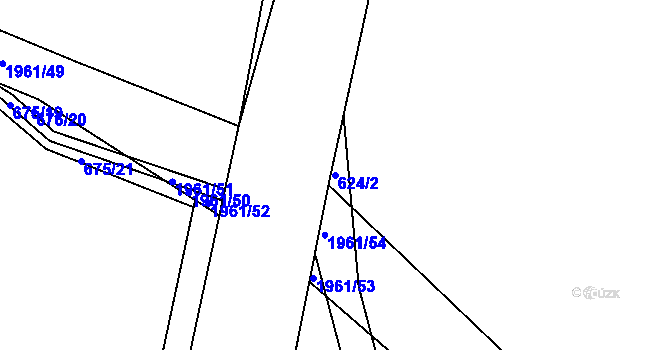 Parcela st. 624/2 v KÚ Nymburk, Katastrální mapa