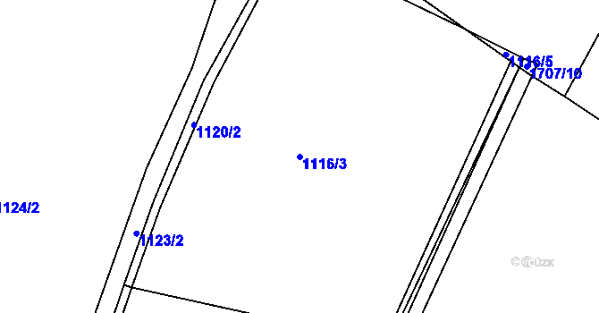 Parcela st. 1116/3 v KÚ Nymburk, Katastrální mapa