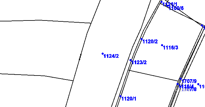 Parcela st. 1124/2 v KÚ Nymburk, Katastrální mapa