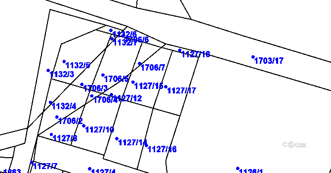 Parcela st. 1127/17 v KÚ Nymburk, Katastrální mapa
