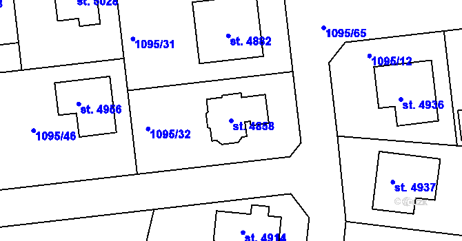 Parcela st. 4858 v KÚ Nymburk, Katastrální mapa