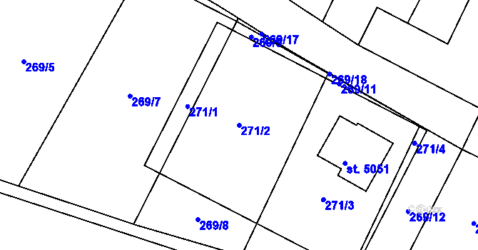 Parcela st. 271/2 v KÚ Nymburk, Katastrální mapa