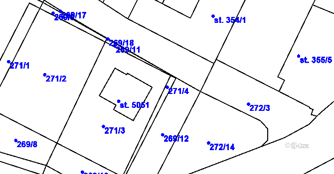 Parcela st. 271/4 v KÚ Nymburk, Katastrální mapa