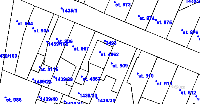 Parcela st. 4862 v KÚ Nymburk, Katastrální mapa