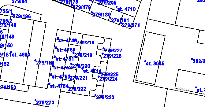 Parcela st. 279/226 v KÚ Nymburk, Katastrální mapa