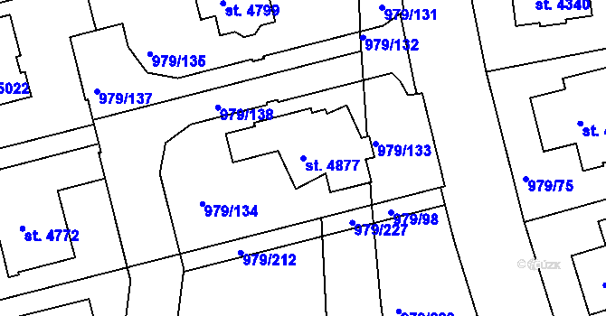 Parcela st. 4877 v KÚ Nymburk, Katastrální mapa
