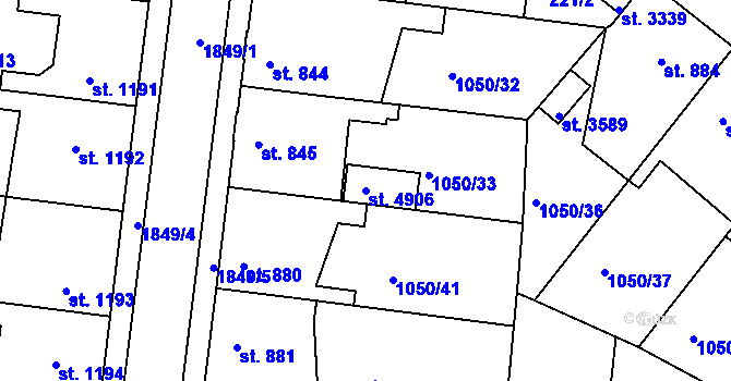 Parcela st. 4906 v KÚ Nymburk, Katastrální mapa
