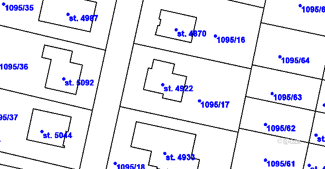 Parcela st. 4922 v KÚ Nymburk, Katastrální mapa