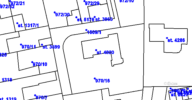 Parcela st. 4920 v KÚ Nymburk, Katastrální mapa