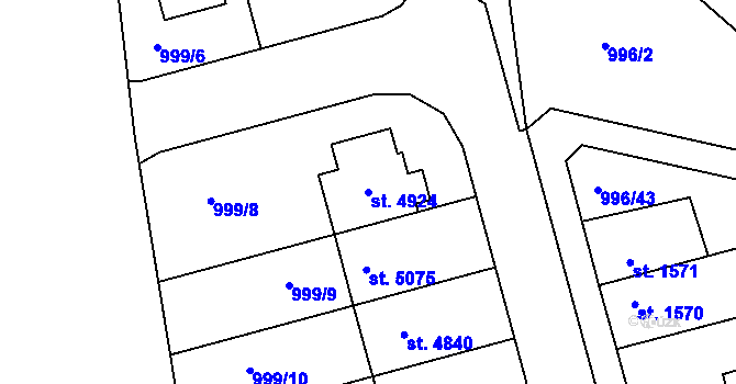 Parcela st. 4924 v KÚ Nymburk, Katastrální mapa