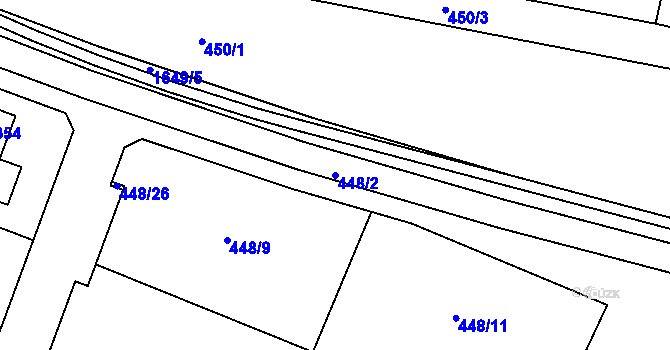 Parcela st. 448/2 v KÚ Nymburk, Katastrální mapa