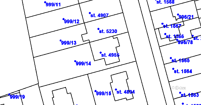 Parcela st. 4955 v KÚ Nymburk, Katastrální mapa