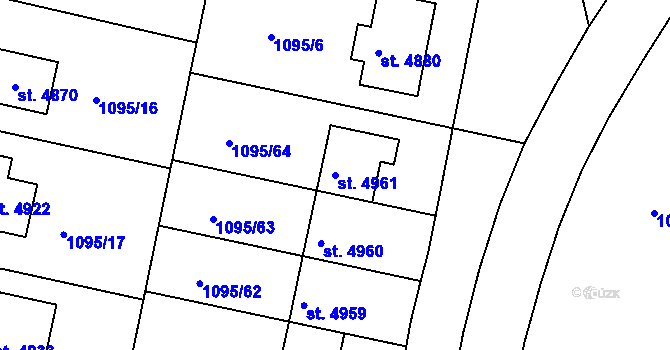 Parcela st. 4961 v KÚ Nymburk, Katastrální mapa