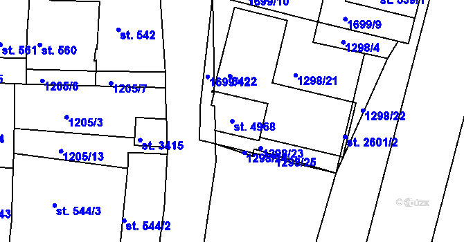 Parcela st. 4968 v KÚ Nymburk, Katastrální mapa