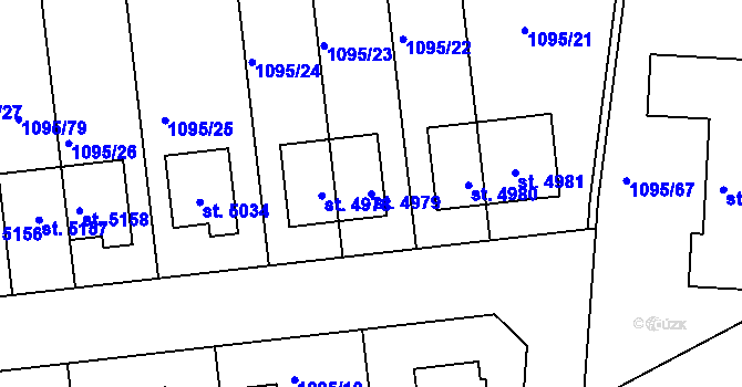 Parcela st. 4979 v KÚ Nymburk, Katastrální mapa