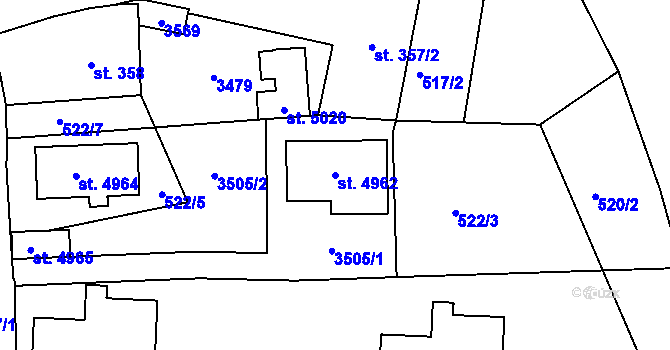 Parcela st. 4962 v KÚ Nymburk, Katastrální mapa