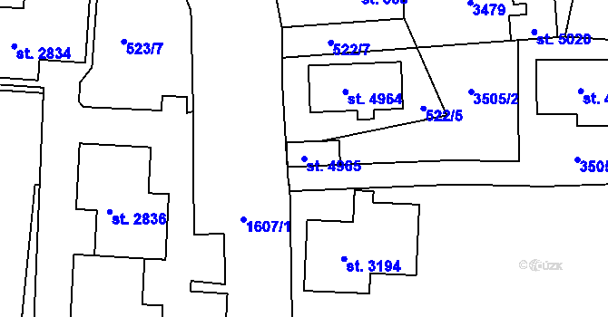 Parcela st. 4965 v KÚ Nymburk, Katastrální mapa