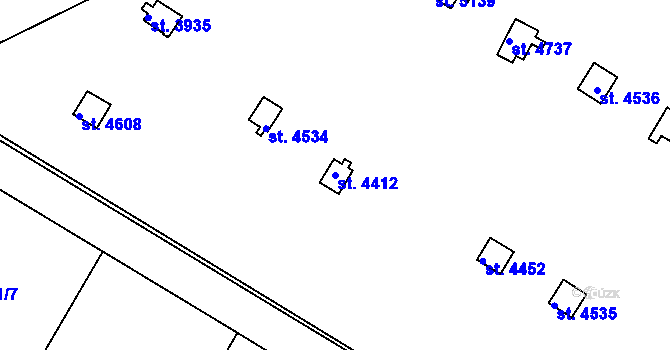 Parcela st. 4412 v KÚ Nymburk, Katastrální mapa
