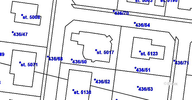 Parcela st. 5017 v KÚ Nymburk, Katastrální mapa