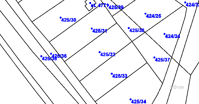 Parcela st. 425/32 v KÚ Nymburk, Katastrální mapa
