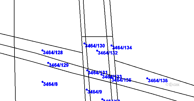Parcela st. 3464/132 v KÚ Nymburk, Katastrální mapa